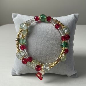 Elegant Gold and Red Beaded Bracelet
